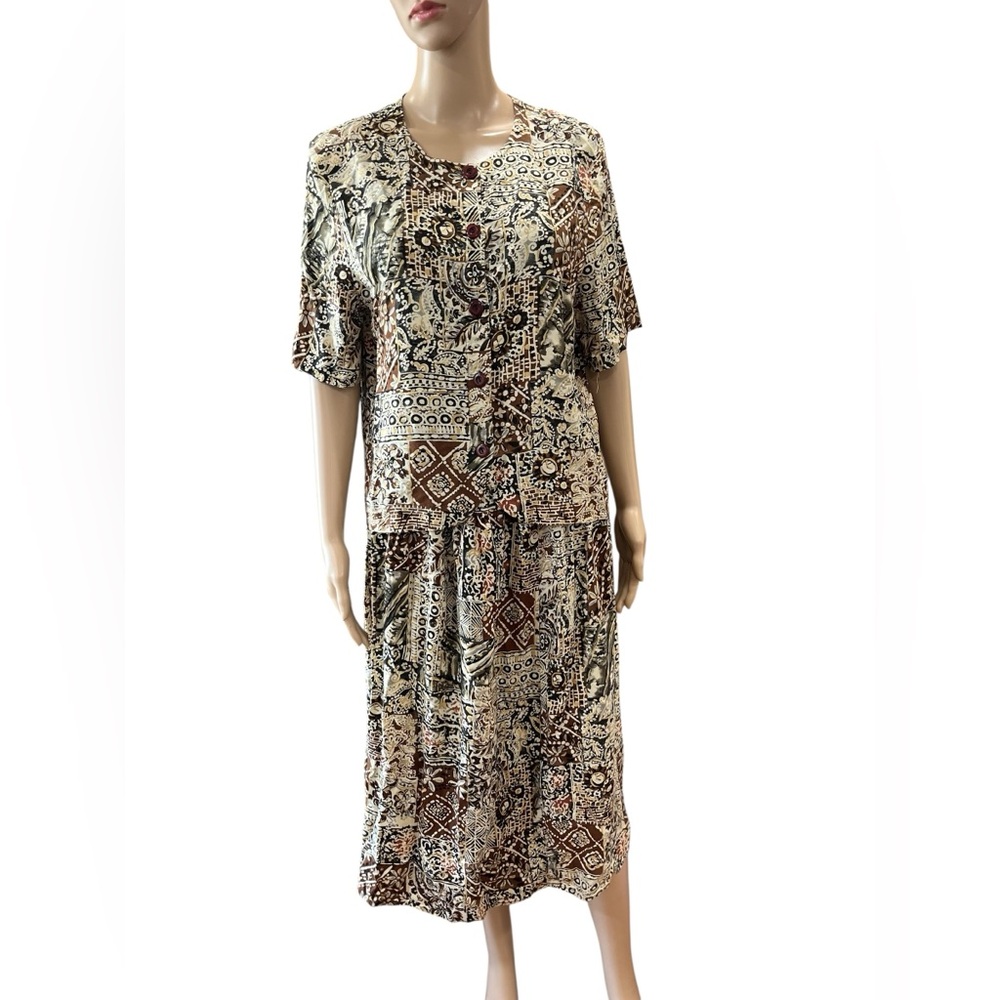 Fritzi of California two piece skirt tunic set tribal ethnic vintage 80’s-L